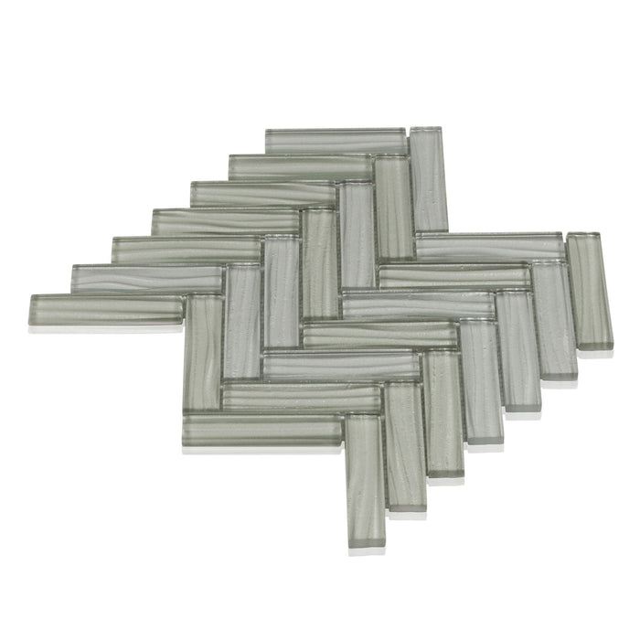 Sample - TDH235MO Gray Wave Glass Blended with Frosted Glass and Aluminm Mosaic Tile