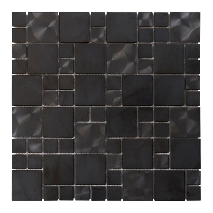 Sample - TDH23MDR Black Stainless Steel Square Pattern Metallic Mosaic Tile