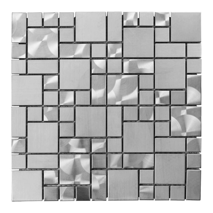 Sample - TDH22MDR Stainless Steel Square Pattern Jeweling Metallic Brushed Nickel Mosaic Tile