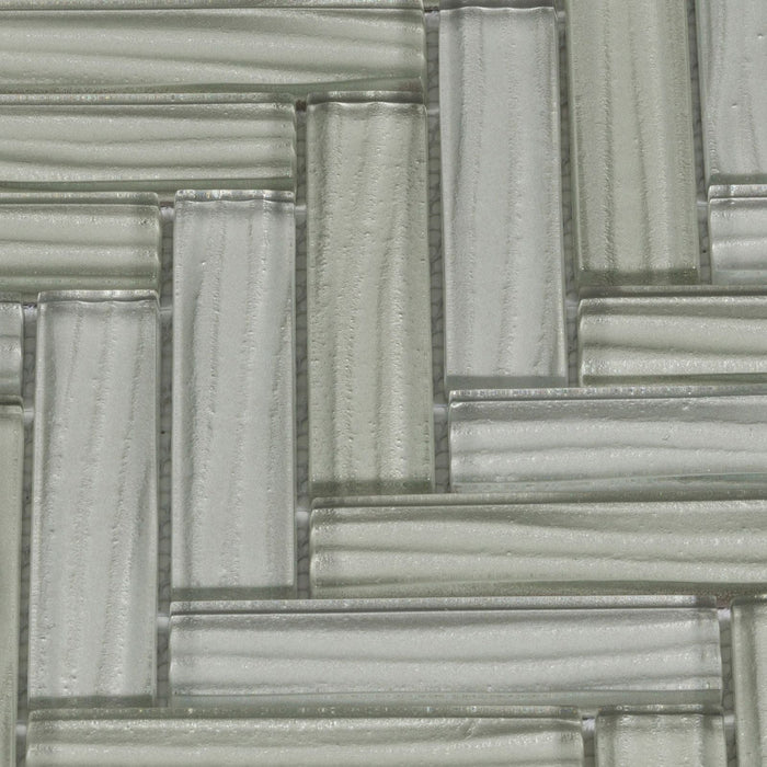 Sample - TDH235MO Gray Wave Glass Blended with Frosted Glass and Aluminm Mosaic Tile