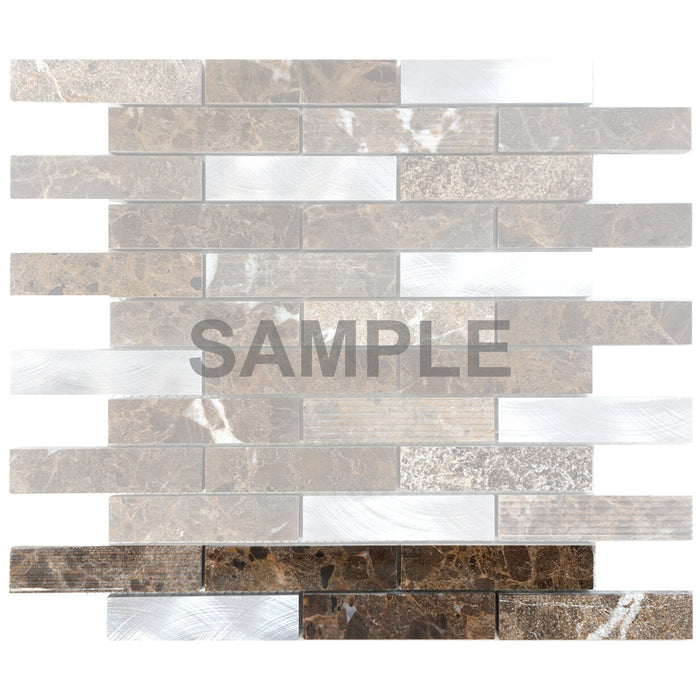 Sample - TDH210MO Brown Marble Stone Blended with Aluminum and Texture Stone Mosaic Tile