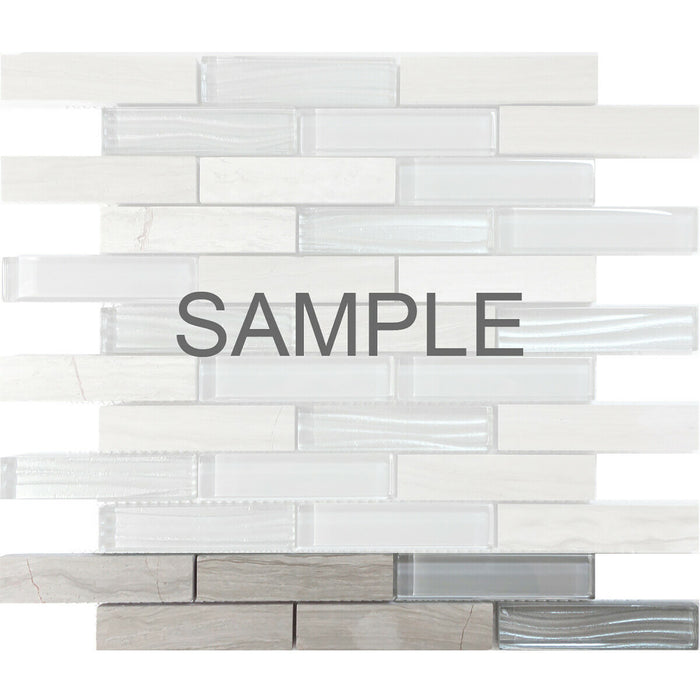 Sample - TDH230MO Natural Stone Glass Taupe Gray Mosaic Tile