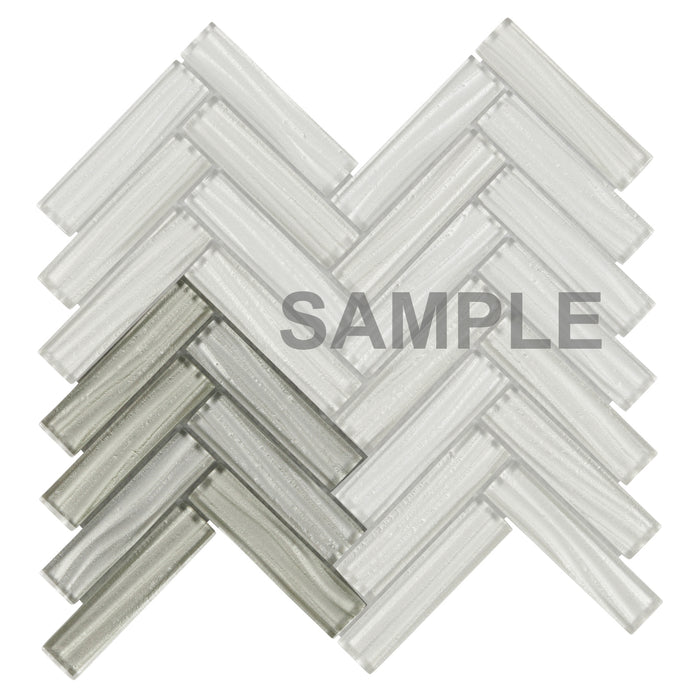 Sample - TDH235MO Gray Wave Glass Blended with Frosted Glass and Aluminm Mosaic Tile