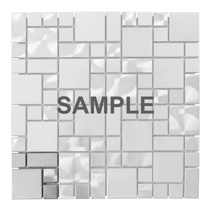 Sample - TDH22MDR Stainless Steel Square Pattern Jeweling Metallic Brushed Nickel Mosaic Tile