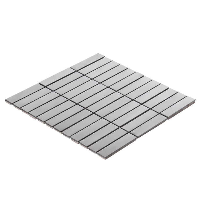 Sample - TDH242SS Stainless Steel Brushed Nickel Gray Mosaic Tile
