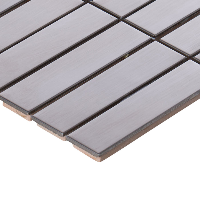 Sample - TDH242SS Stainless Steel Brushed Nickel Gray Mosaic Tile