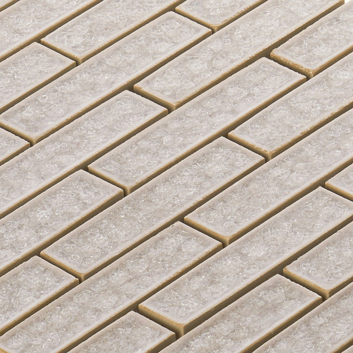 Sample - TDH249CG Crackle Glass Cream Beige Mosaic Tile