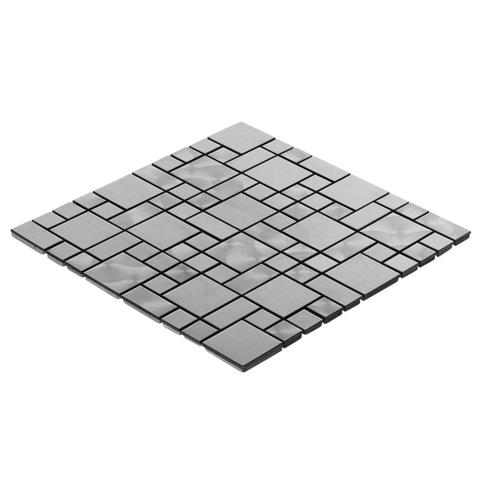 Sample - TDH22MDR Stainless Steel Square Pattern Jeweling Metallic Brushed Nickel Mosaic Tile