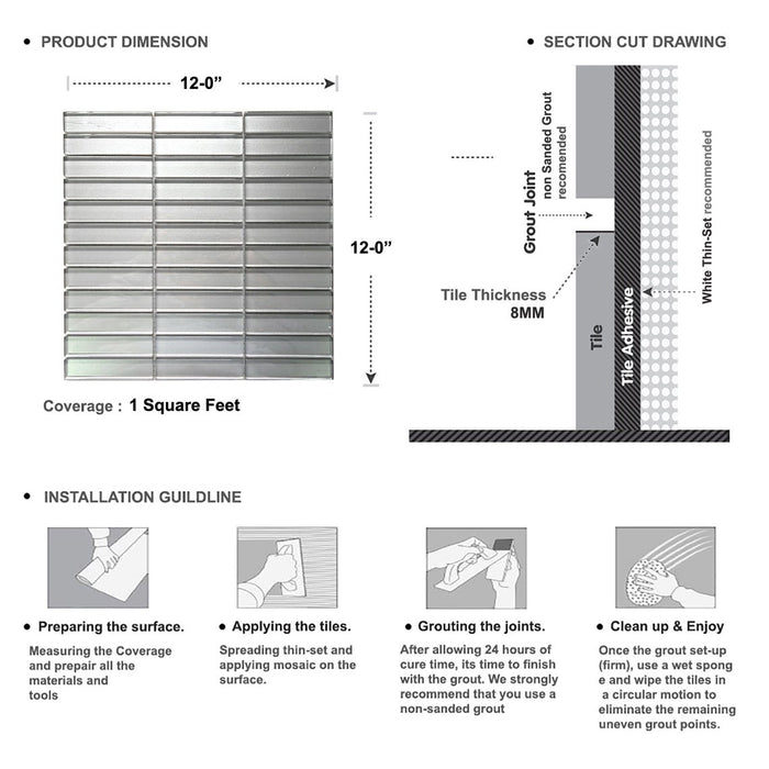 Sample - TDH233MO Metallic Glass Gray Mosaic Tile