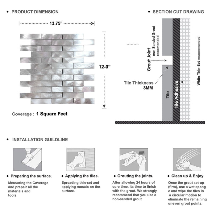 Sample - TDH211MO Aluminum Metallic Metal Mosaic Tile