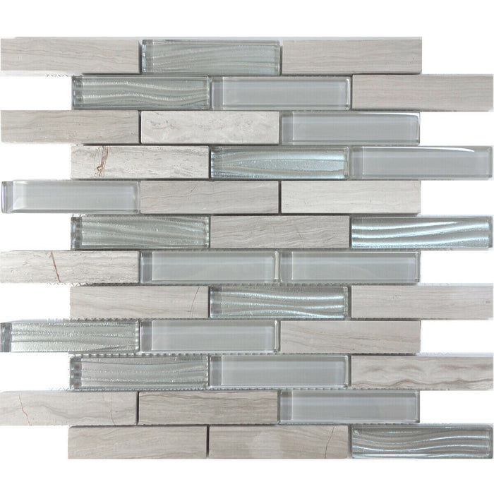Sample - TDH230MO Natural Stone Glass Taupe Gray Mosaic Tile