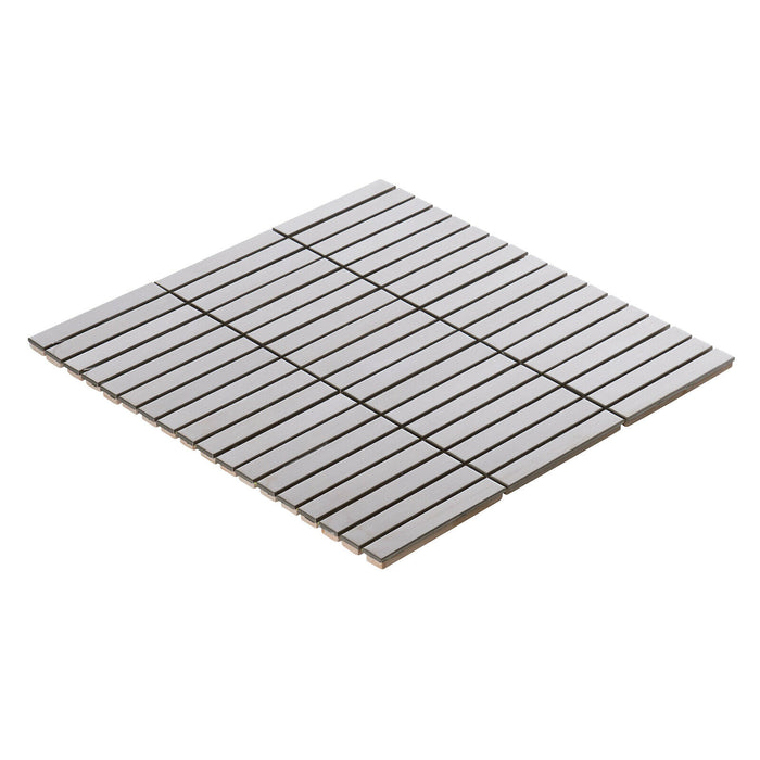 Sample - TDH299SS Stainless Steel Brushed Nickel Silver Metallic Metal Mosaic Tile