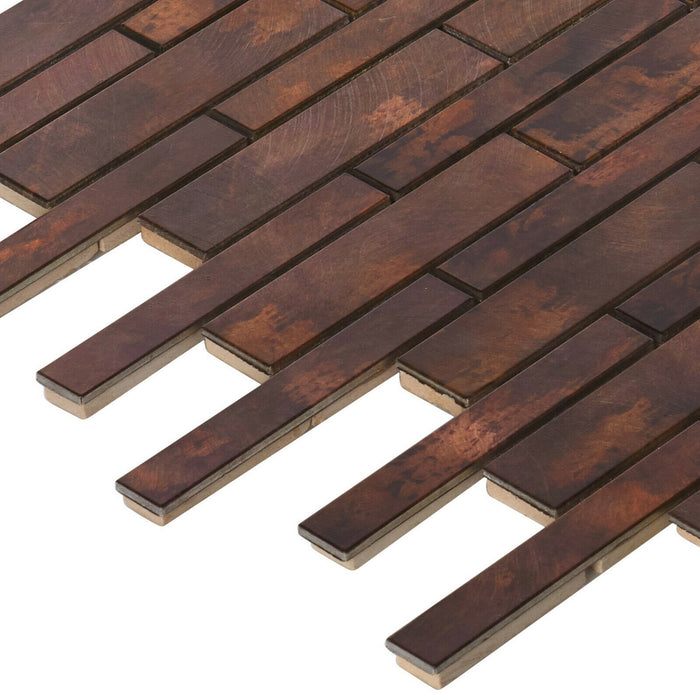 Sample - TDH458AC Antique Copper Brown Metallic Metal Mosaic Tile