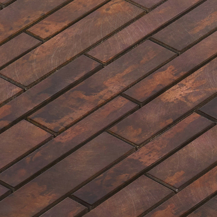 Sample - TDH458AC Antique Copper Brown Metallic Metal Mosaic Tile