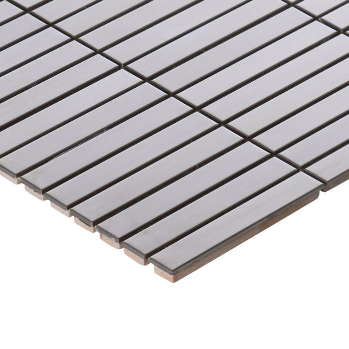 Sample - TDH299SS Stainless Steel Brushed Nickel Silver Metallic Metal Mosaic Tile
