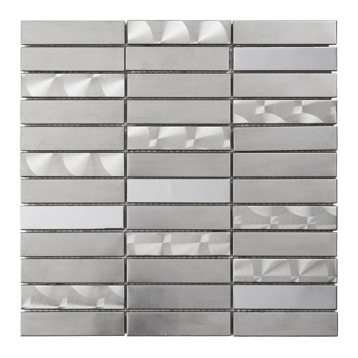 Sample - TDH241SS Stainless Steel Brushed Nickel Gray Mosaic Tile
